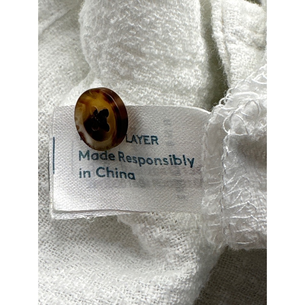 Marine Layer Henley Top Womens XS White Textured Cotton Gauze Short Sleeve Boho - Picture 8 of 8